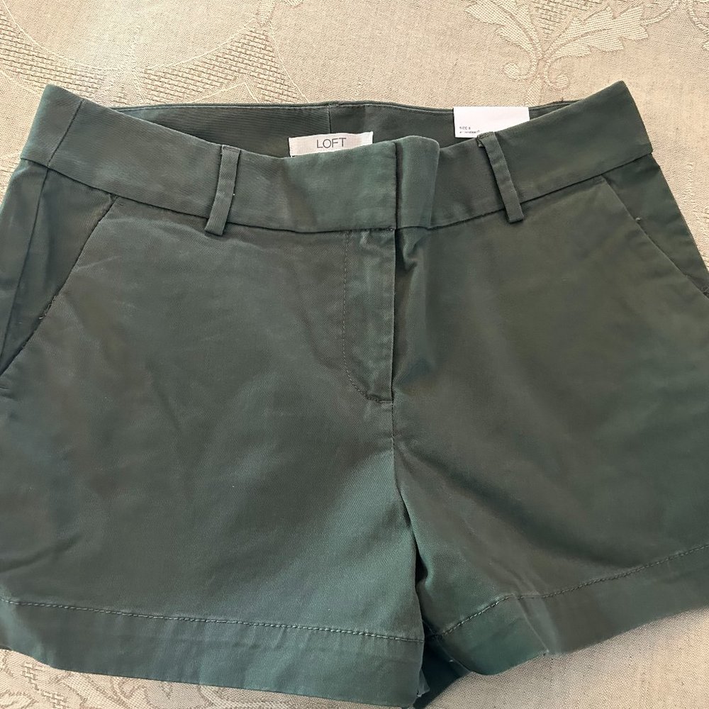 LOFT Riviera cotton shorts; dark green